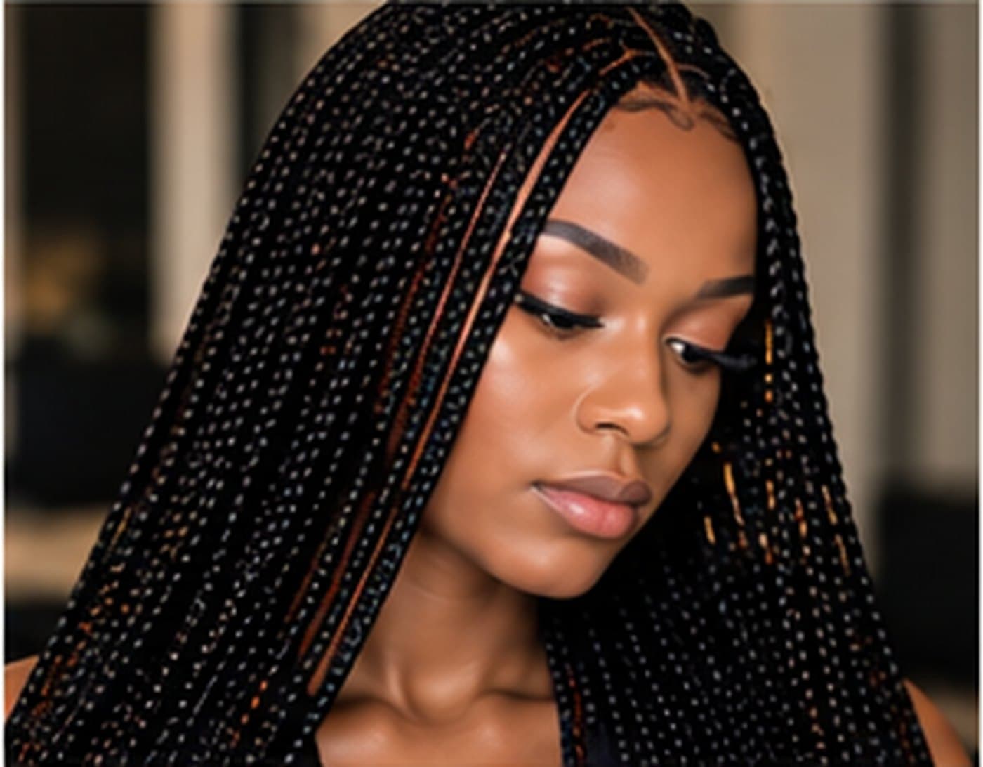 Classic box braids with square parts