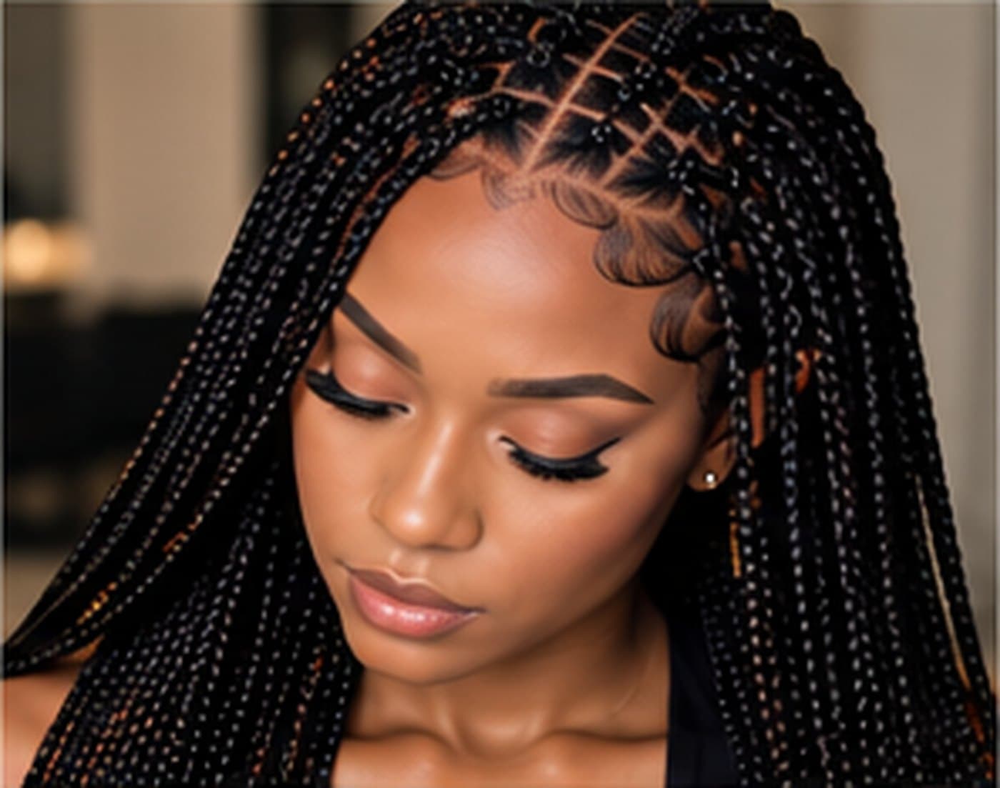 Medium knotless braids, finished
